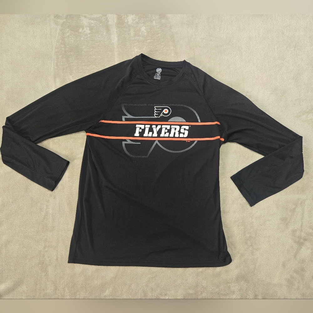 Black Flyers Long Sleeve Polyester Shirt Philadelphia NHL Size Large